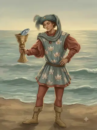컵 시종 카드 그림